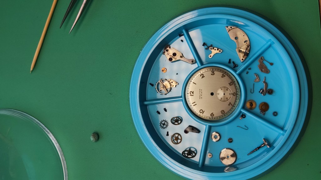 Malton watch parts disassenbled